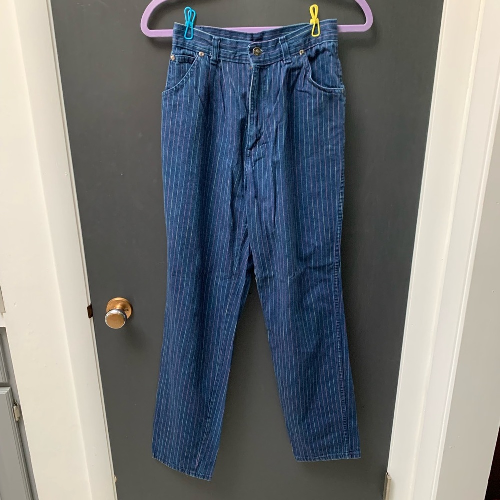 Vintage Chic Multicolor Pinstripe Jeans Size 25